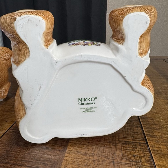 Rare Vintage Nikko Holiday Teddy Bear Spode Christmas Tree Cookie Jar - Picture 7 of 10